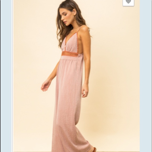 Mauve Jumpsuit w/Crochet Details -True Fit Small - Picture 3 of 3